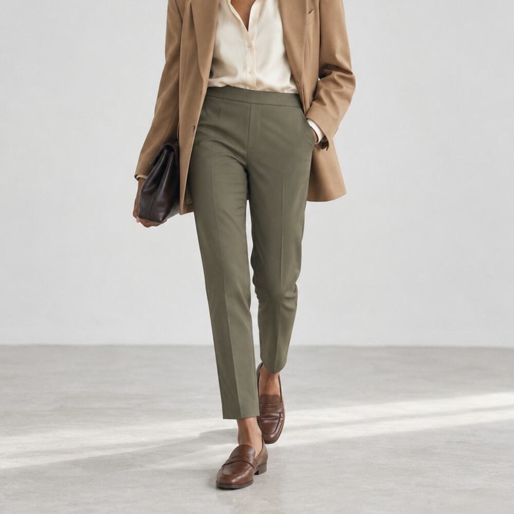 Boutique Moschino Trousers Womens 10 Green Wool Mid-rise Tailored Leg NWT